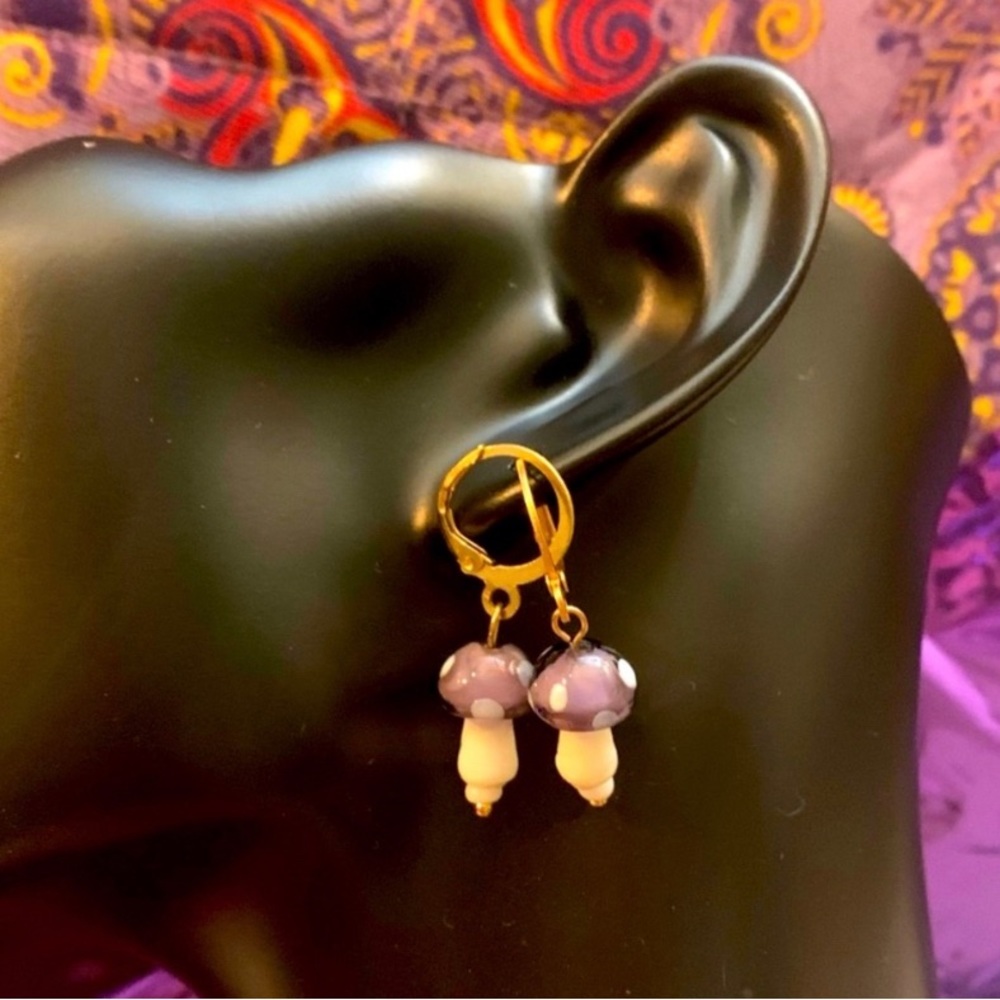 Handmade Pair of Mushroom Earrings